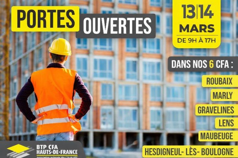 Journées Portes Ouvertes 2026 au BTP CFA Hauts-de-France : 13 et 14 mars